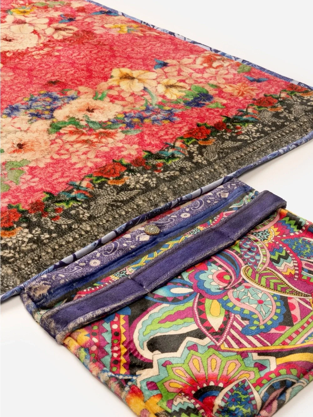 Johnny Was Demarne Fleece Paisley Mosaic Reversible Travel Blanket 68